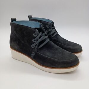 ED Ellen DeGeneres Santero Black Suede Wedge Chukka Boots Womens 9M Love Sole